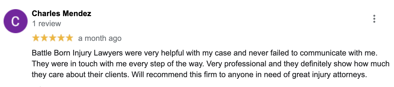 Accident and Injury Lawyer Client Review