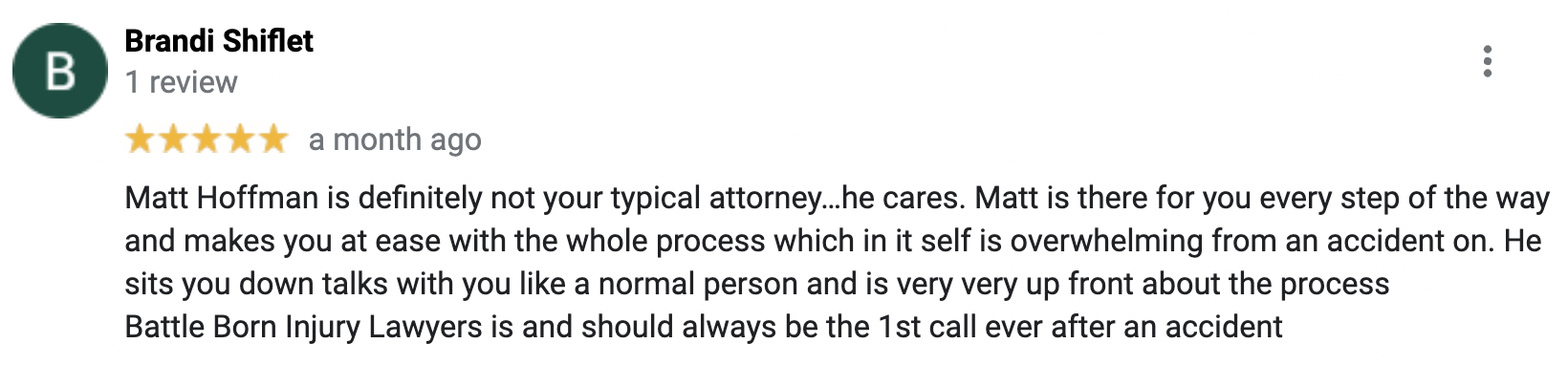 Las Vegas Motorcycle Accident Lawyer Client Review