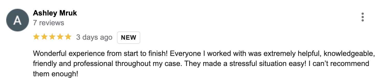 Accident and Injury Client Review